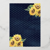 Invitation En Aluminium Robe jaune Fleurs de soleil Marine bleu Quinceaner (Verso)