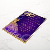 Invitation En Aluminium Robe Masquerade violet or Quinceanera (Rotation)