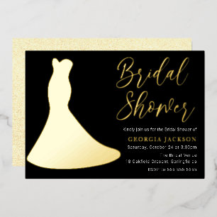 Invitation En Aluminium Robe noire en feuille d'or silhouette Baby Shower