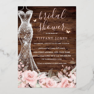 Invitation En Aluminium Robe papillon floral rose pour une baby shower rus