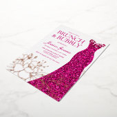 Invitation En Aluminium Robe rose Brunch & Fête des mariées Rose Or (Rotation)