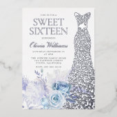 Invitation En Aluminium Robe Rose  d'argent Robe douce 16 Partie (Recto)