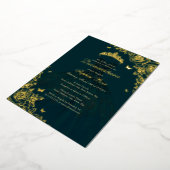 Invitation En Aluminium Robe Rose Emerald Gold Quinceanera (Rotation)