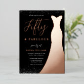 Invitation En Aluminium Robe Rose Gold Fifty & Fabulous 50e Anniversaire R (Debout devant)