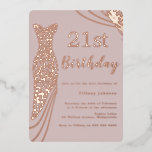 Invitation En Aluminium Robe rose Gold Foil rose élégant 21e anniversaire<br><div class="desc">Robe rose Gold Foil rose Élégante 21e anniversaire Invitation Voir d'autres invitations dans notre niche et notre magasin de niche</div>