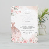 Invitation En Aluminium Robe rose pâle argentée Quinceanera (Debout devant)