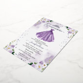Invitation En Aluminium Robe violette Quincenera (Rotation)