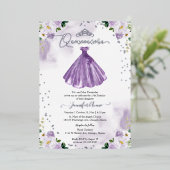 Invitation En Aluminium Robe violette Quincenera (Debout devant)