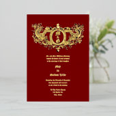 Invitation En Aluminium Rococo Baroque Cartouche Flaming Coeurs & Oiseaux (Debout devant)