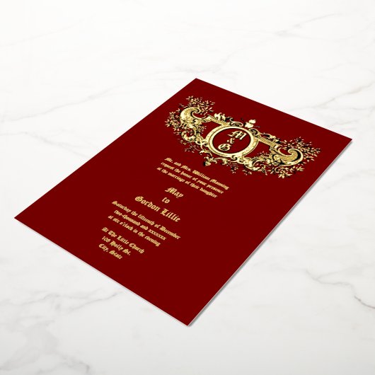 Invitation En Aluminium Rococo Baroque Cartouche Flaming Coeurs & Oiseaux (Rotation)