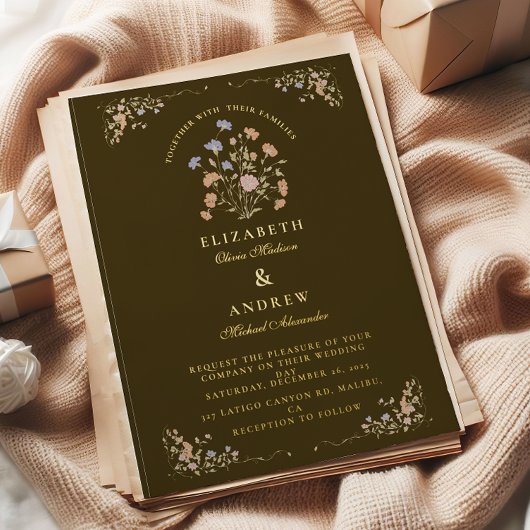 Invitation En Aluminium Rococo Floral Antique Frame Mariage