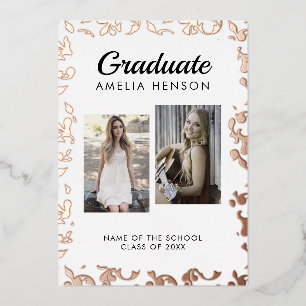 Invitation En Aluminium Rococo Motif Graduate 2 Photo Collage Graduation