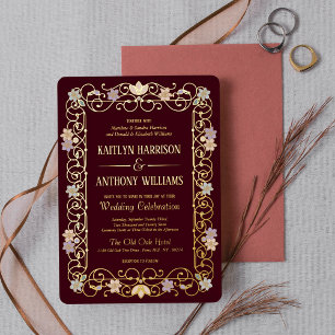 Invitation En Aluminium Rococo Revival Élégant Mariage Floral Vintage