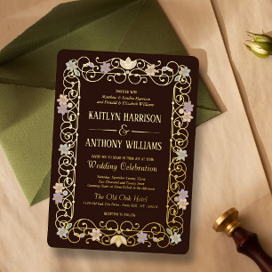 Invitation En Aluminium Rococo Revival Élégant Mariage Floral Vintage