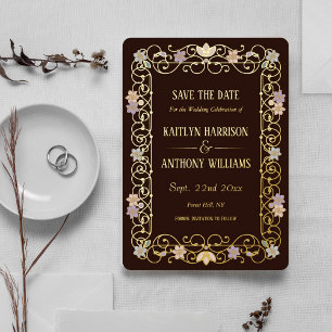 Invitation En Aluminium Rococo Revival Élégant Vintage Enregistrer la Date