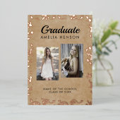 Invitation En Aluminium Rococo Vieux Papier Diplômé Photo Collage Graduati (Debout devant)