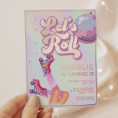 Invitation En Aluminium Roller Sking Fun Retro Anniversaire de enfant Part