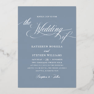 Invitation En Aluminium Roman Classic Script Calligraphie Mariage Argent