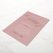 Invitation En Aluminium Roman Classic Script Calligraphie Mariage Rose Or (Rotation)