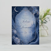 Invitation En Aluminium Romance au Clair de Lune Céleste (Debout devant)