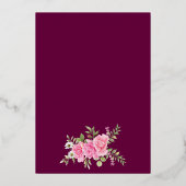 Invitation En Aluminium Romance Plum rose Or Frame Mariage juif (Verso)