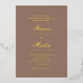 Invitation En Aluminium Romantic Brown Elegant Wedding (Recto)