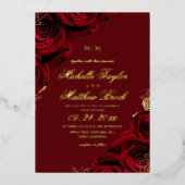 Invitation En Aluminium Romantic Burgundy Rose Wedding (Recto)