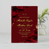 Invitation En Aluminium Romantic Burgundy Rose Wedding (Debout devant)