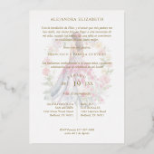 Invitation En Aluminium Romantic Crown Spanish Quinceañera Doll in Pink (Verso)