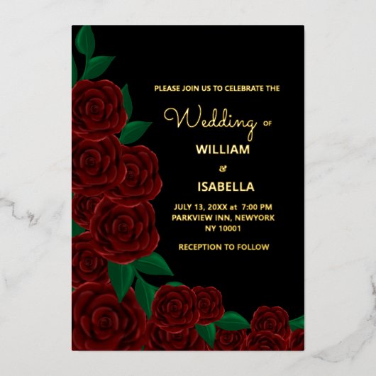 Invitation En Aluminium Romantic Fall mariage extérieur magnifiques roses  (Recto)