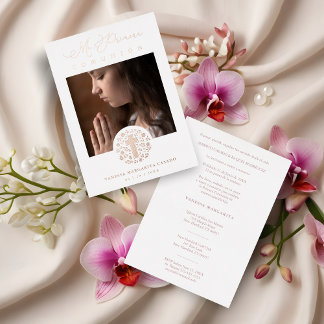 Invitation En Aluminium Romantic Real Rose Gold Floral Wreath Photo