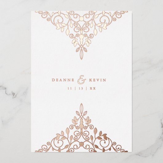 Invitation En Aluminium Romantic Rose Gold Flourish Ornament Wedding  (Recto)