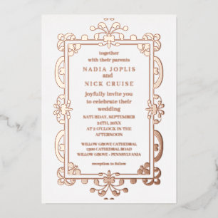 Invitation En Aluminium romantique Art nouveau mariage or rose 