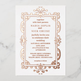 Invitation En Aluminium romantique Art nouveau mariage or rose 