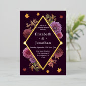 Invitation En Aluminium Romantique Automne Dahlia Réception de mariage (Debout devant)