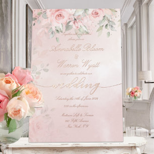 Invitation En Aluminium Romantique Blush Pink Secret Jardin Rose Rose Or