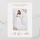 Invitation En Aluminium Romantique Espagne Real Rose Gold Branches Cadre (Recto)