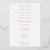 Invitation En Aluminium Romantique Espagne Real Rose Gold Branches Cadre (Verso)