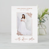 Invitation En Aluminium Romantique Espagne Real Rose Gold Branches Cadre (Debout devant)