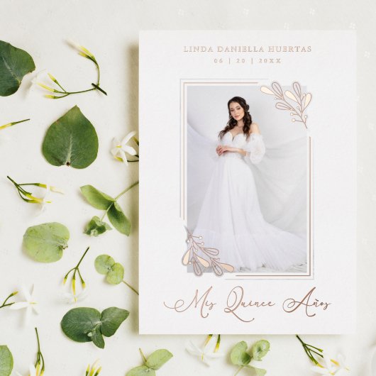 Invitation En Aluminium Romantique Espagne Real Rose Gold Branches Cadre