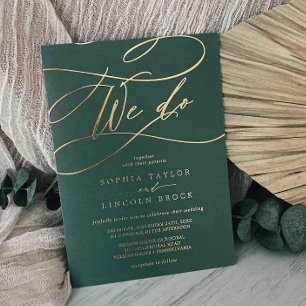 Invitation En Aluminium Romantique Gold Foil Emerald Flourdir Nous faisons