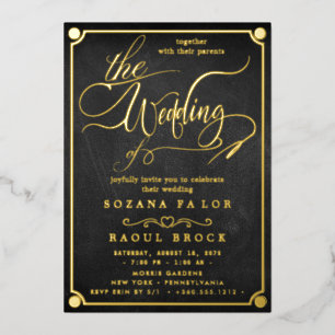Invitation En Aluminium Romantique Gold Foil Emerald Flourdir Nous faisons
