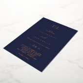 Invitation En Aluminium Romantique Gold Foil Marine Blue Monogram Mariage (Rotation)