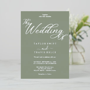 Invitation En Aluminium Romantique Gold Foil Sage Mariage vert