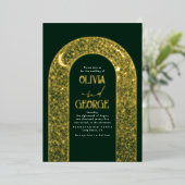 Invitation En Aluminium Romantique Mariage céleste Emerald Vert & Or (Debout devant)