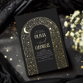 Invitation En Aluminium Romantique moderne Mariage céleste Black Gold