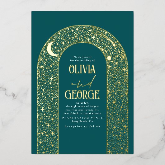 Invitation En Aluminium Romantique Moderne Mariage Celestin Turquoise Blue (Recto)