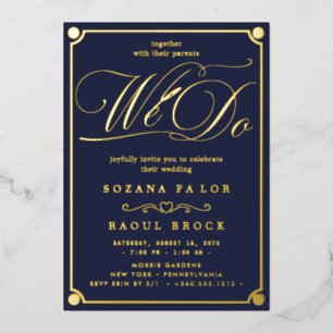 Invitation En Aluminium Romantique Or Feuille Émeraude Floraison Nous Nous