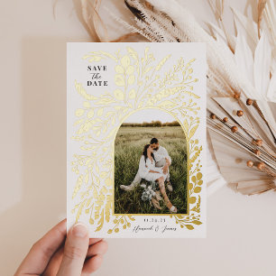 Invitation En Aluminium Romantique Peint Arc Floral Photo Enregistrer La