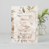 Invitation En Aluminium Romantique Peonies Beige Floral Mariage de automne (Debout devant)